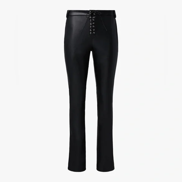 WeWoreWhat Lace Front Pant Black Leather